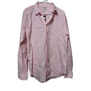 Express Dress Shirt Men's L 16-16 1/2 Pink Striped Extra Slim Point Collar New